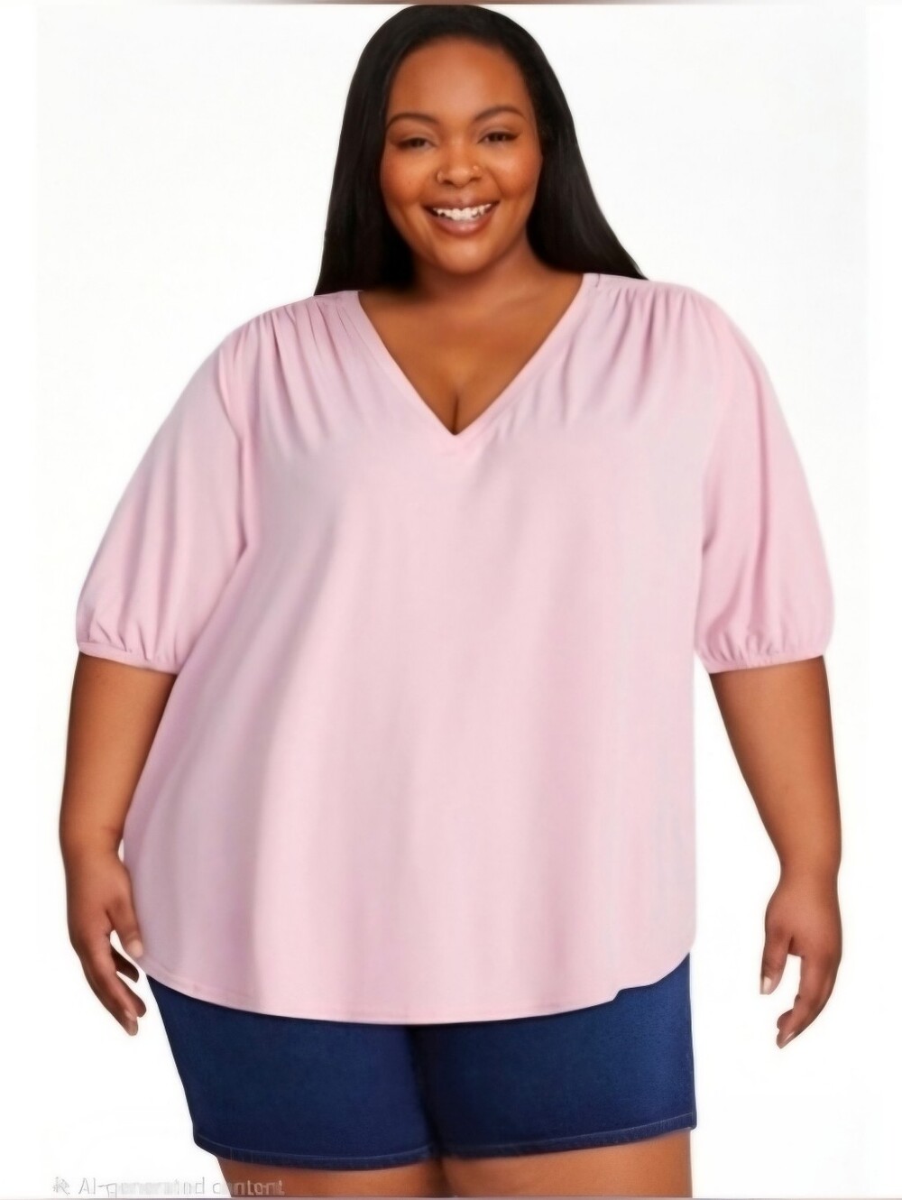 Terra & Sky Elbow Sleeve V-neck Tee Neck Size 4X NWT